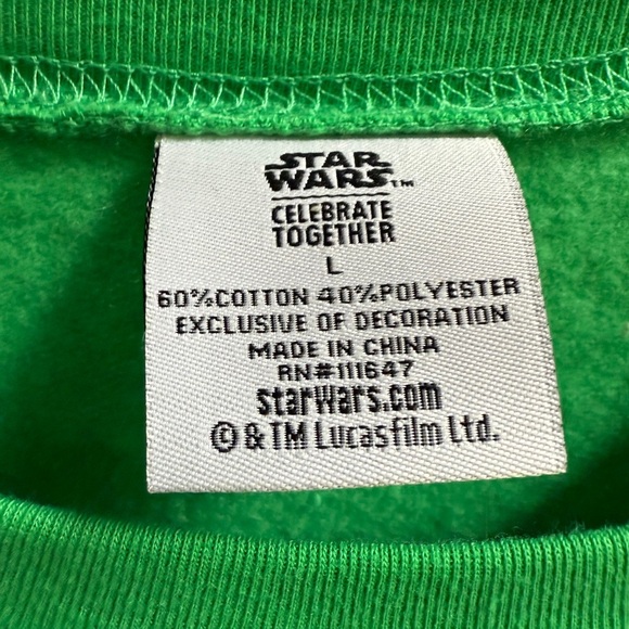 Star Wars Green Sequin Yoda Christmas Sweatshirt Ugly Holiday Sweater W Sz L - Picture 3 of 12